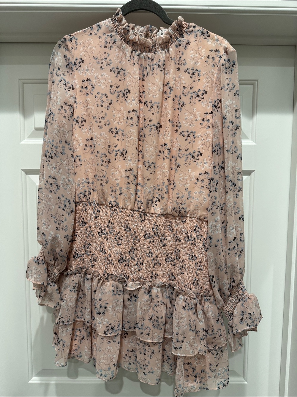 TCEC Blush Pink Floral Ruffle Mini Dress